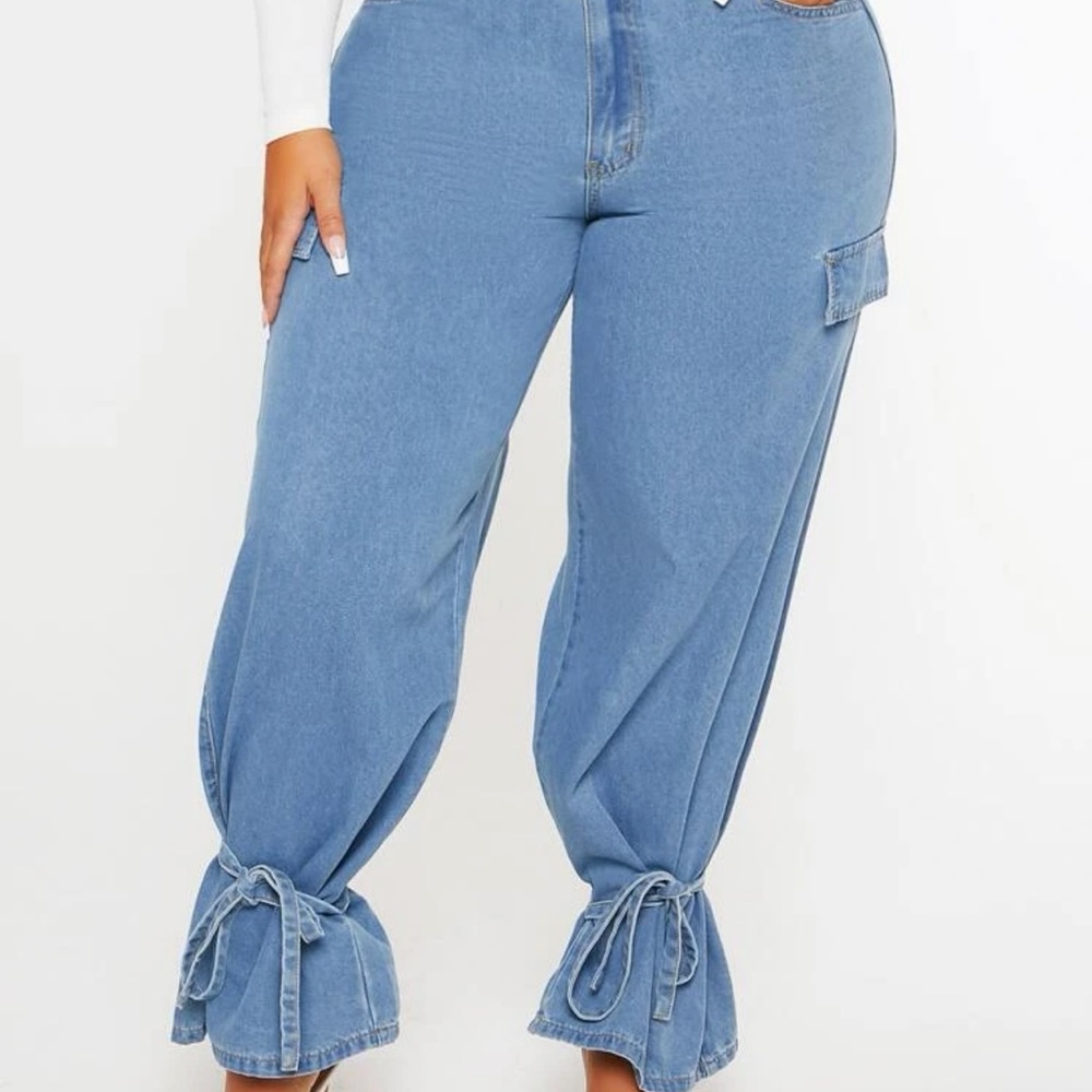 Plus Flap Detail Knot Hem Jeans